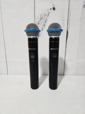 S1695 Amplivox S165 Portable Sound System Uhf Handheld Microphones Transmitters 2 Lot