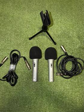 At2100-usb Audio-technica Pair Of Dynamic Microphones With Cables And Stand
