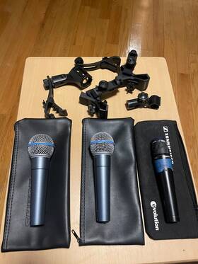 Ba-85a Behringer And Samson Dynamic Microphone Package With Audix Drum Mic Clips