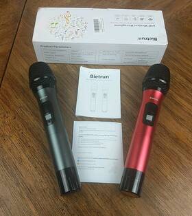Bietrun 726962329385 Wireless Microphone 160 Ft Range Uhf Metal Dual Handheld Dynamic Mic K