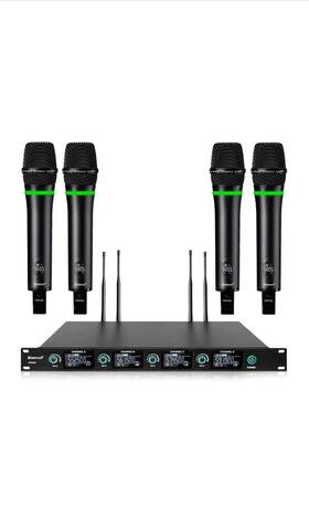 Sws412hh-e Bietrun 4-channel Wireless Microphones System With 4 Rechargeable Handheld Mics