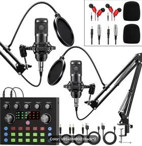 Bm-800condenser Bm Podcast Microphone Bundle Mic With Live Sound Card Kitpodcas