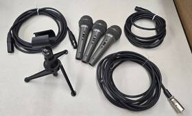 Lbc2900 Bosch Lbc2900/20 Lot Of 3 Microphones With Xlr Cables And 1 Stand