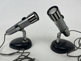 Q4-147 Calectro 2 Vintage Electronics Microphone With Stands Untested