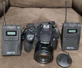 Sx60hs Canon Power Shot With Boya Wireless Microphone System And Home/car Charge
