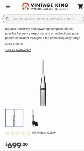 2224m Earthworks M30 Measurement Microphone Omnidirectional Xlr With Chart And Accessories