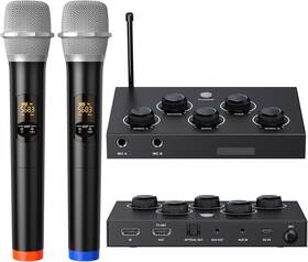 K203-n Fektik Wireless Karaoke Microphone System Mixer Dual Micros Re