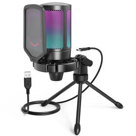 Fifine 850035565117 Gaming Usb Microphone For Pc Ps5 Condenser Mic With Quick Mute Rgb Indicato