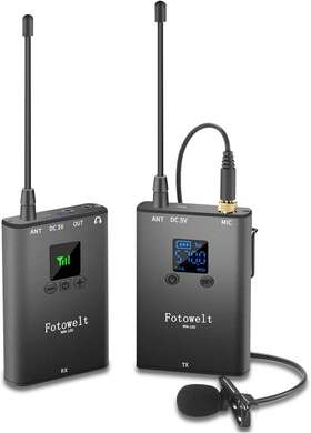 Wm100 Fotowelt Uhf Professional Wireless Lavalier Microphone For Canon Nikon Sony