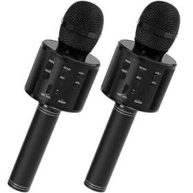 Ovellic-858l Guangzhoushimaixinkejiyouxiangongsi 2 Pack Karaoke Microphone Bluetooth For Singing Wireless Black