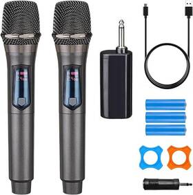 Huacam 701807732278 Wireless Microphone Rechargeable Fixed Frequency Dual Ha
