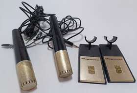 2098m Magnavox Wm Vintage Dynamic Microphone Lot Of 2 Stands