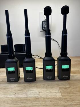 Ta-80-mpr Mipro Lot Of 4 Ta-80 Microphone Transmitters And Audiocontrol Cm -20 Mics
