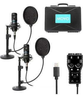 Movo 817711022586 Podcast Bundle For 2 - Includes Microphones And Interface More Iphone