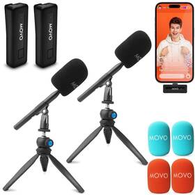 Movo 817711026409 Wireless Mini Di-duo Microphone For Iphone Podcast Equipment Bundle