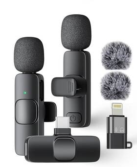 K9-msa Plesiu 2 Packs Wireless Lavalier Microphone For Iphone Ipad Android Phone Pc Laptop