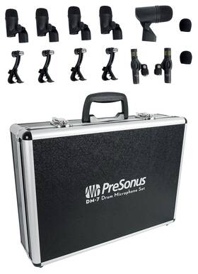 Presonus 613817117108 Dm-7 Seven-piece Drum Microphone Kit 7 Mics With Case