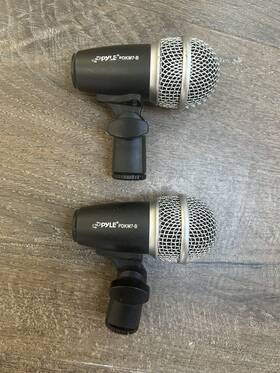 Pdkm7-b Pyle Pair 2 Dynamic Drum Microphones For Tom Floor Toms Snare