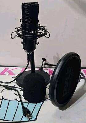 Pdmikt120 Pyle Podcast Microphone With Desktop Stand And Pop Filter
