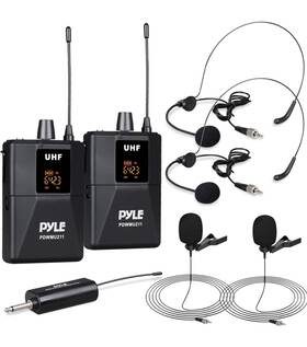 Pdwmu211-dual Pyle Pdwmu211 Uhf Wireless Microphone System. 2 Headset And Lavalier Mics