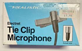 33-1052 Realistic Electret Tie Pin And Clip Microphone Model# Vintage