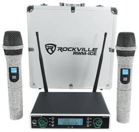 Rockville 613817144708 Rwm-ice Dual Uhf 100 Chan. Diamond Handheld Wireless Microphone System