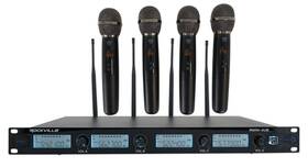 Rwm-4us Rockville Rwm4us Quad Wireless Uhf 4 Microphone System With Adjustable Frequency