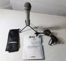 Samson 809164007524 Q1u Dynamic Usb Handheld Microphone With Stand Pouch Cord And Manual