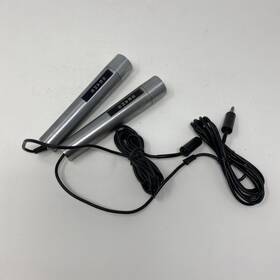 84-23410 Sears Lot Of 2 Vtg Dynamic Microphone 200 Ohms Silver Black Untested
