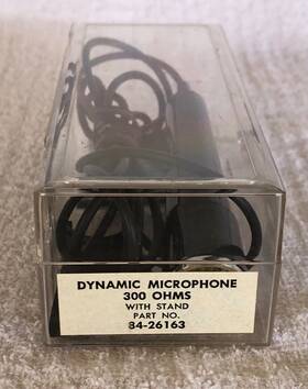 84-26163 Sears Vintage Dynamic Microphone 300 Ohms With Stand And Plastic Box. Part