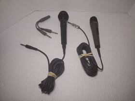 Pe9h Shure Lot Of 2 Wired Microphones 1 Other Also A 1/4 Inch Mono Plug Into