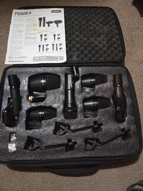 Pgadk4 Shure Drum Microphone Kit Wired Xlr Cardioid Black With Case And Accessories