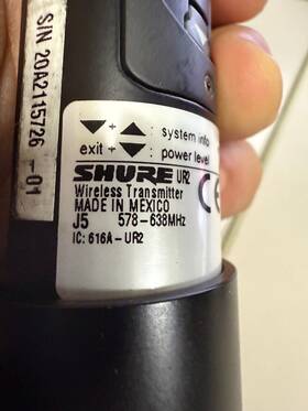Sm58-j5 Shure Ur2/sn58-j5 Ur2/sm58-j5 Wireless Microphone Transmitter - Black