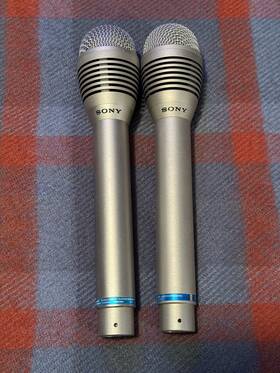 Ecm-64p Sony Lot Of 2 Vintage Microphone Mic With Case Pls Read
