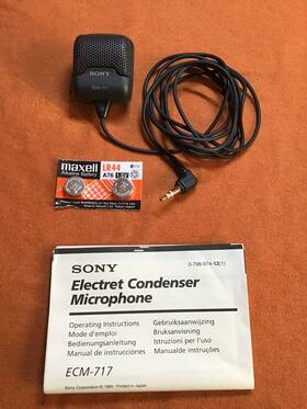 Ecm-717 Sony Clip-on Condenser Microphone Stereo Mic Manual Extra Batteries Lr44