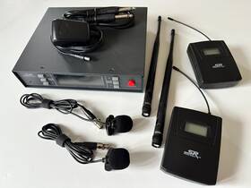 600061 Stage Right By Monoprice 200-channel Uhf Dual Lavalier Wireless Mic System