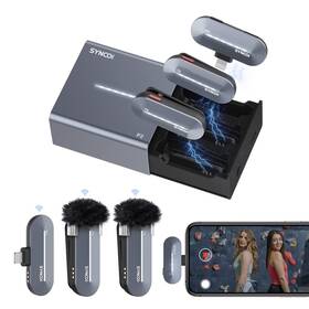 Synco-p2lbl Synco P2l Wireless Lavalier Microphone For Iphone Dual Mic Noise Reduction Chargi