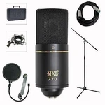 Mxl 770 Professional Studio Condenser Mic+mic Stand+pop Filter+xlr Cable Bundle. Fixed Price $108.88.