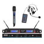 2CH Uhf Wireless Ktv Microphone System Handheld Headset Lapel Audio. Fixed Price $125.86.