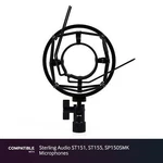 Black Shock Mount Fits Sterling Audio ST151, ST155, SP150SMK Microphones. Fixed Price $59.99.