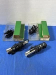 (2) Vintage Nos Sears Dynamic Microphone 200 Ohms W Stand 84-23410 Silver Black. Fixed Price $30.00.