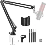 Tonor T10 Adjustable Microphone Arm Stand With Pop Filter & Desk Clamp Black. Fixed Price $10.99.