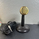 1940S Astatic Brand Brown Bullet Microphone With Stand & Cord Model #C-2644 Used. Fixed Price $125.00.