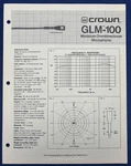 Original Crown GLM-100 Microphone Technical Brochure. Fixed Price $14.95.