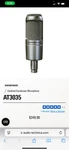 Audio Technica AT3035 Cardiod Mic. Fixed Price $248.00.