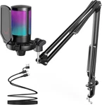 Gaming Microphone, Podcast Condenser With Boom Arm, Pop Filter, Mute Button. Fixed Price $29.99.