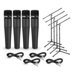 Shure SM57 Mic Four Pack With Cables & Stands. Fixed Price $499.99.