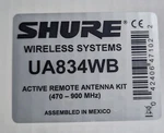 New Shure UA834WB In-line Active Remote Antenna Amplifier Kit 470-900 Mhz. Fixed Price $50.00.