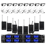 Wireless Microphone System Uhf Pro Audio 8 Channel Lavalier Bodypacks Headset. Fixed Price $319.00.