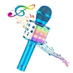 4 In 1 Karaoke Wireless Microphone With Led Lights Portable For Kids Adults Blue. Fixed Price $28.52.